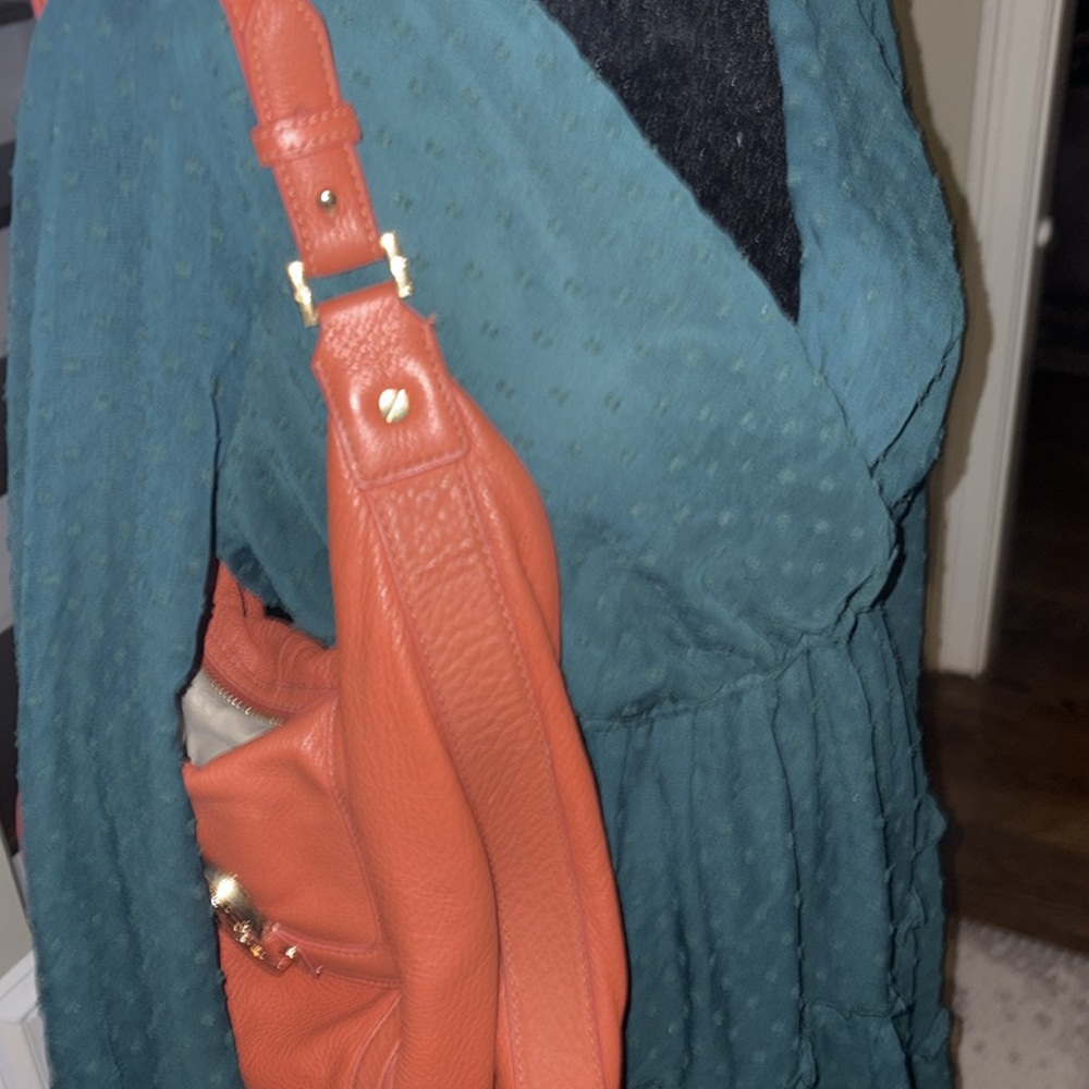 ANDREE' by unit Medium Dark Teal Long Sheer  Sleeve midi embroidered dress- GC🩷 - Picture 12 of 16